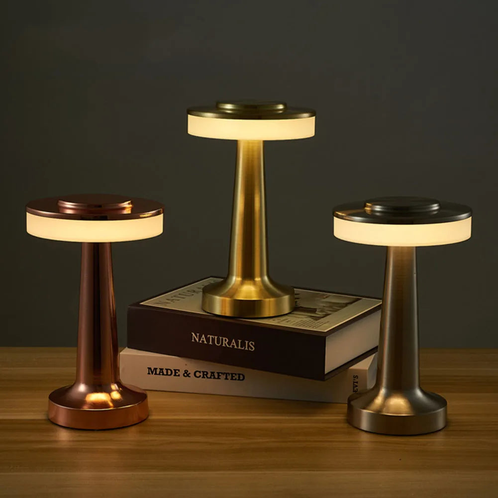 LED Touch Table Lamp Desktop Night Light Rechargeable Cordless Decor Lamp for Restaurant Hotel Bar Bedroom Bedside Light Lamp