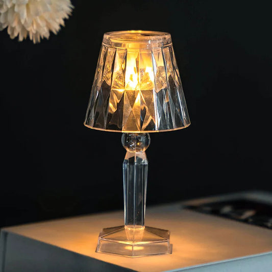 LED Night Light Crystal Diamond Table Lamp Transparent Acrylic Night Lamp Bedroom Bedside Reading Lamp