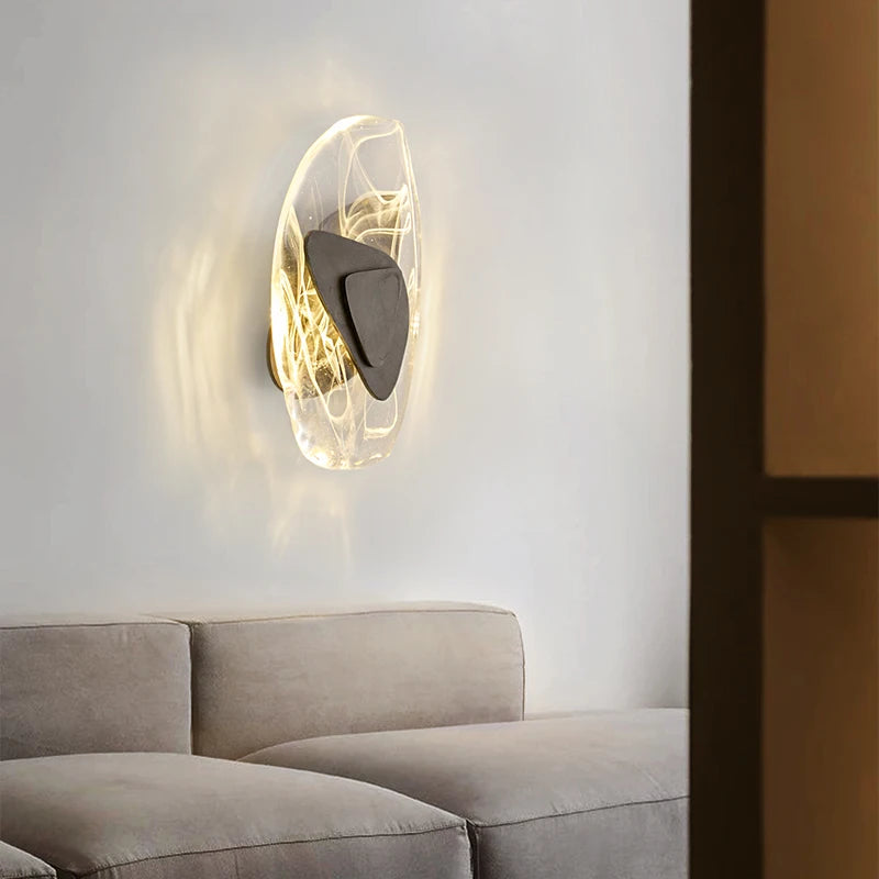 Luxury Modern Crystal Black Gold Wall Lamp Designer Creative Art Bedroom Living Room Background Bedside Porch Indoor Fixtures