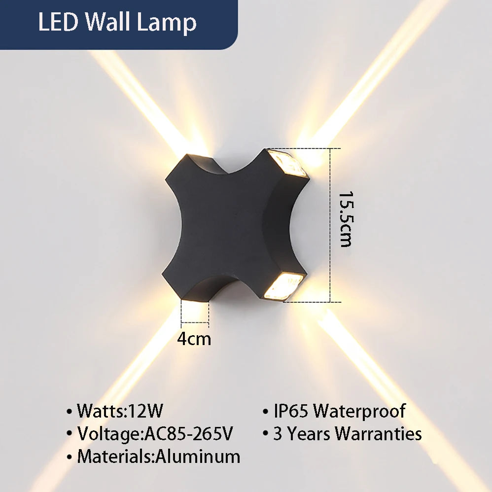 LED Wall Lamp Modern Minimalist Style Indoor/Outdoor IP65 Waterproof AC85-265V 12W Lamp with 3 Years Warranties