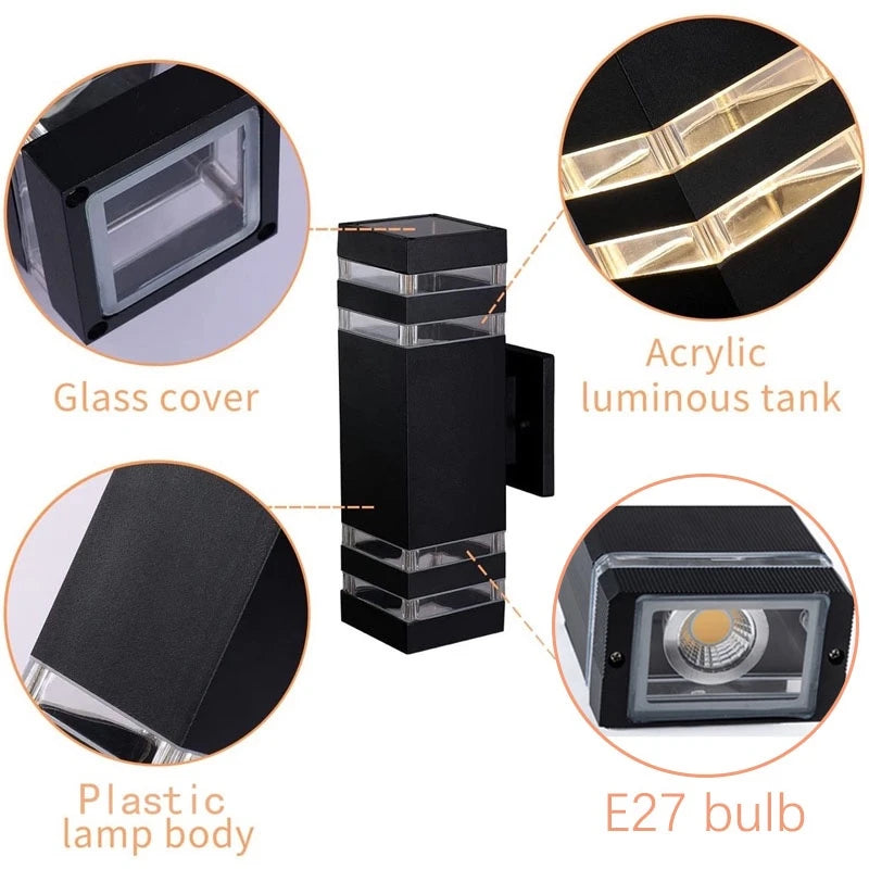 LED Wall Light Outdoor AC 220V Waterproof E27 Modern Up Down Wall Interior Lamp Living Room Home Decoration Stairs Lighting
