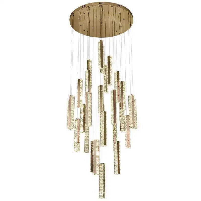 LED crystal staircase chandelier modern spiral lamp gold chrome luxury interior lighting living room villa indoor lights