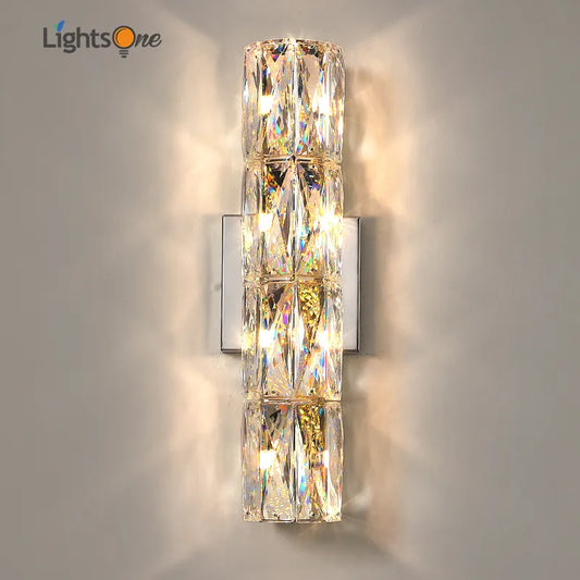 Living room bedroom bedside long wall lamp background wall villa light luxury high-end crystal wall light