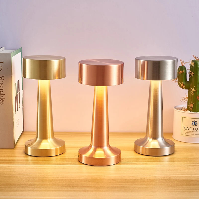 LED Touch Table Lamp Desktop Night Light Rechargeable Cordless Decor Lamp for Restaurant Hotel Bar Bedroom Bedside Light Lamp