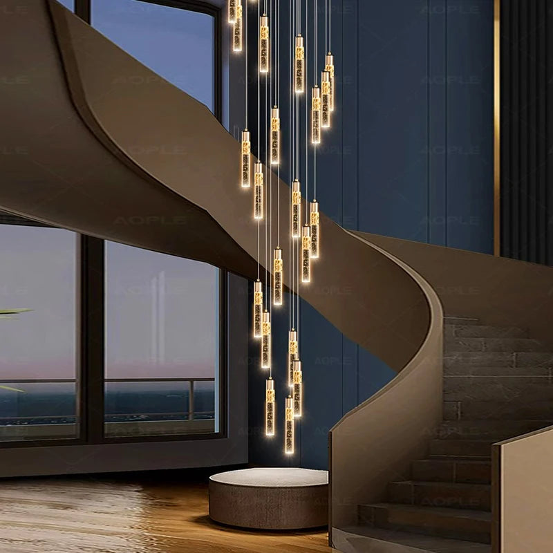 Modern home decoration crystal chandelier, stair Pendant lamp, living room Pendant lights, interior lighting