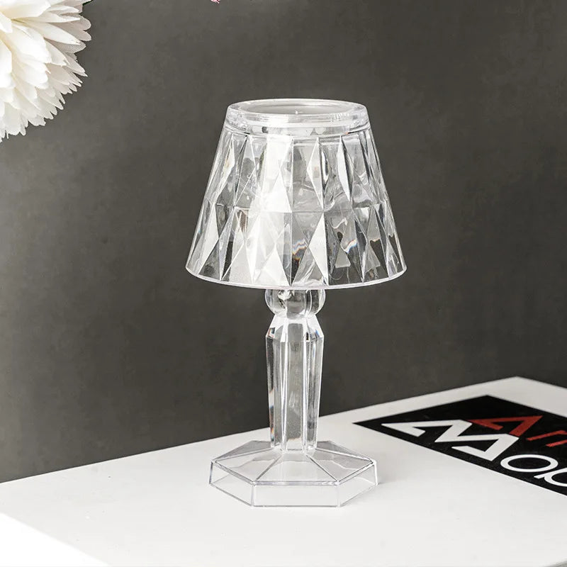 LED Night Light Crystal Diamond Table Lamp Transparent Acrylic Night Lamp Bedroom Bedside Reading Lamp