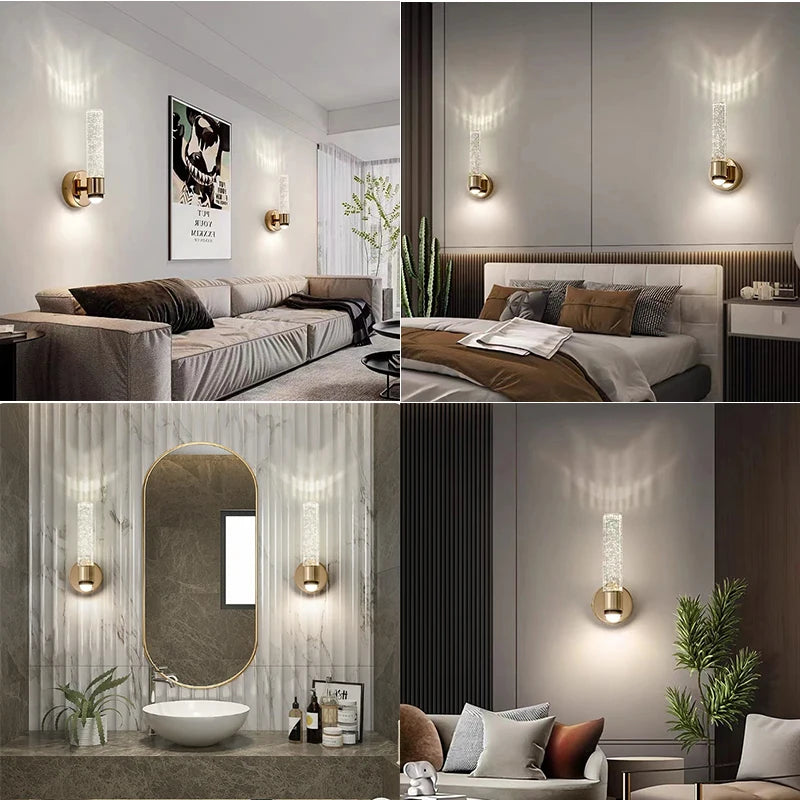 Modern Bubble Crystal Wall Lamps LED Wall Sconces Living Room Bedroom Bathroom Corridor Aisle Indoor Decor Home Hanging Lights