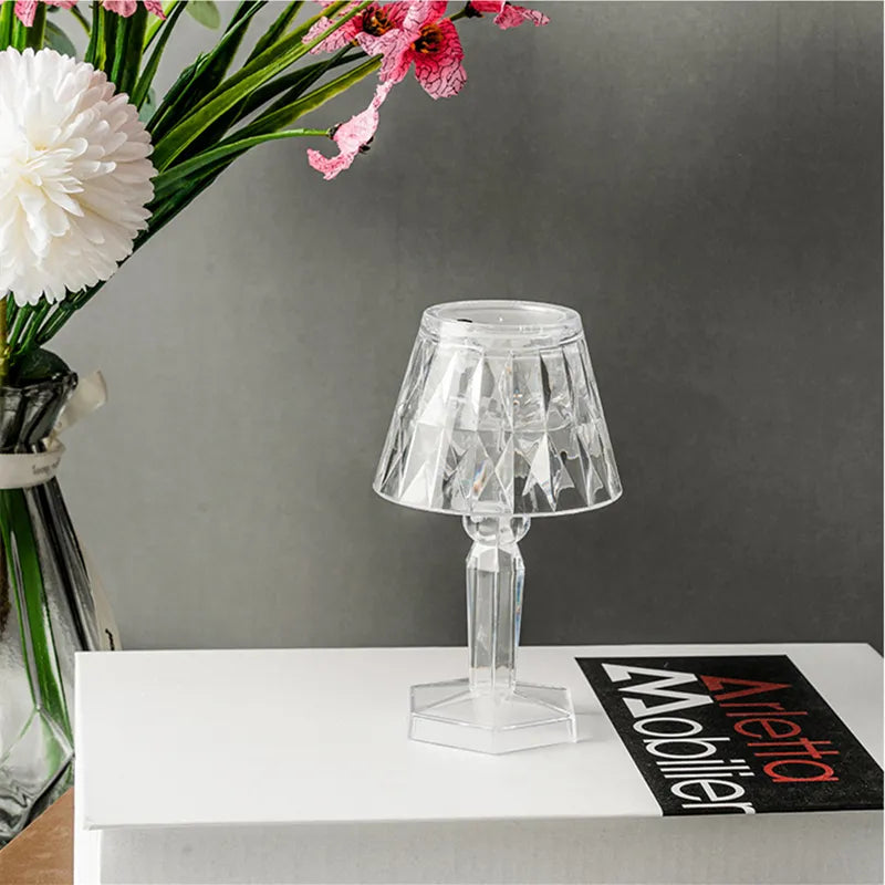 LED Night Light Crystal Diamond Table Lamp Transparent Acrylic Night Lamp Bedroom Bedside Reading Lamp