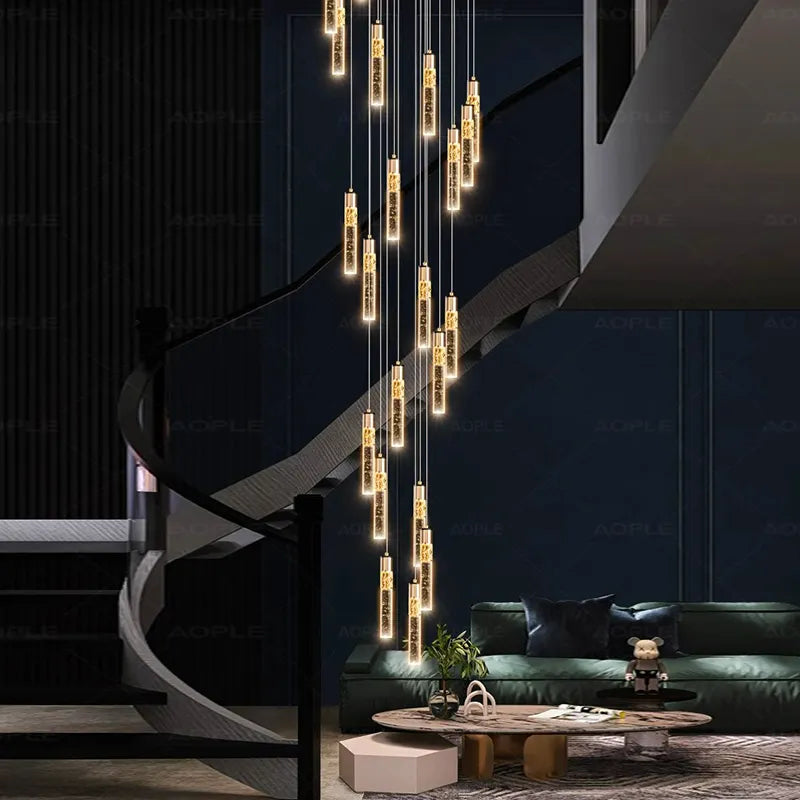 Modern home decoration crystal chandelier, stair Pendant lamp, living room Pendant lights, interior lighting