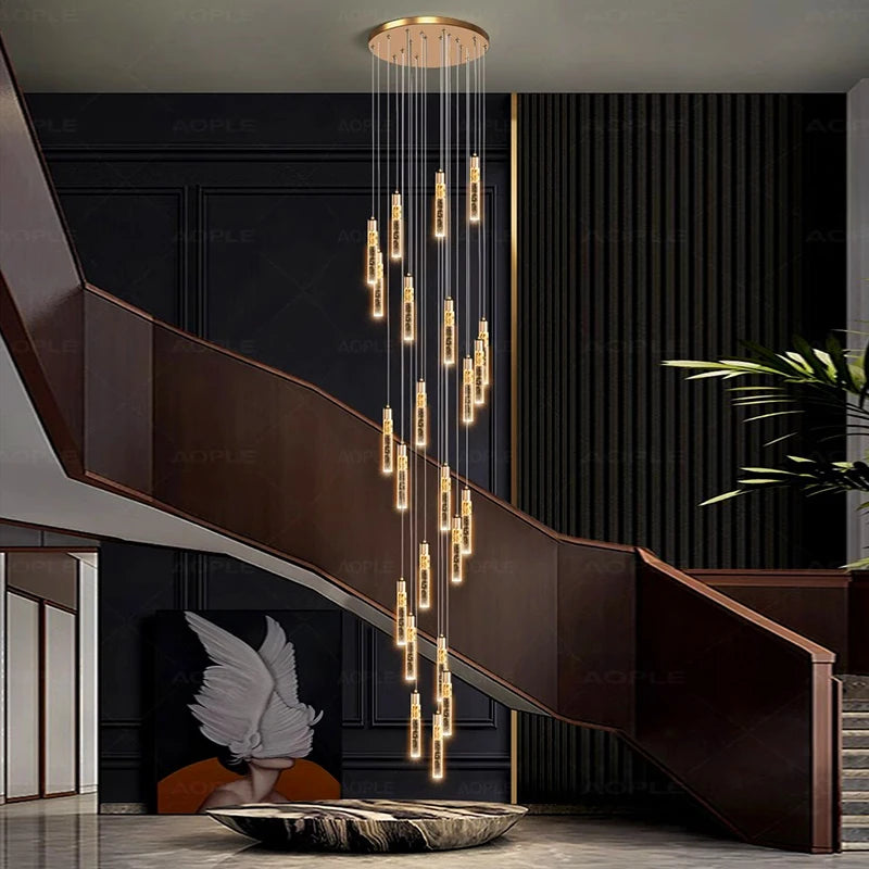 Modern home decoration crystal chandelier, stair Pendant lamp, living room Pendant lights, interior lighting